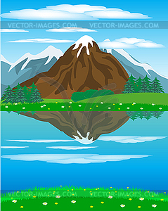 Landscape with mountain oi river - vector image