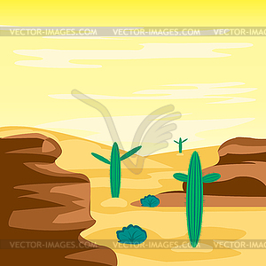 Desert and cactuses - color vector clipart