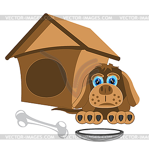 Dog and kennel - vector clip art