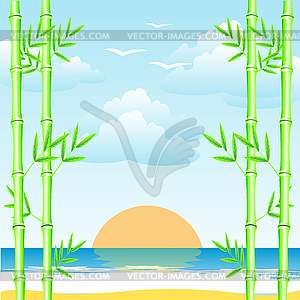 Sea and bamboo grove - royalty-free vector image