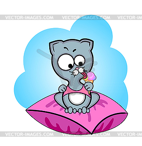 Cat eating ice-cream - vector image