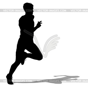 Silhouettes Runners on sprint, men.  - vector image