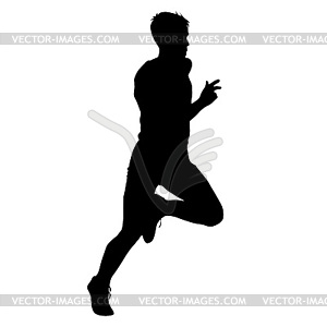 Silhouettes Runners on sprint, men.  - vector image
