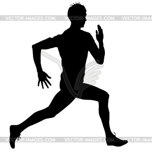 Silhouettes Runners on sprint, men.  - white & black vector clipart