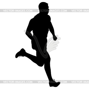 Silhouettes Runners on sprint, men.  - vector image