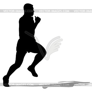 Silhouettes Runners on sprint, men.  - vector clip art