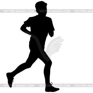 Silhouettes Runners on sprint, men.  - vector clipart