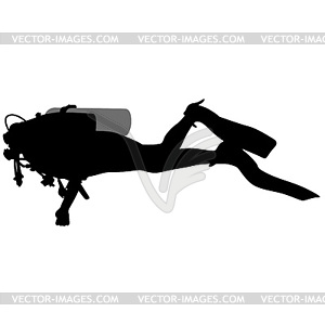 Black silhouette scuba divers.  - vector EPS clipart