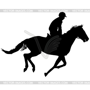 Silhouette of horse and jockey - vector clipart