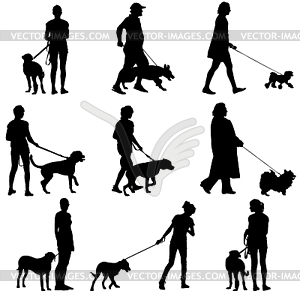 Set ilhouette of people and dog.  - vector clip art