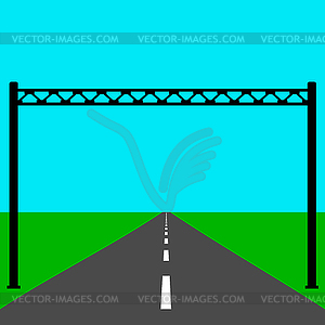 Blank road sign on road.  - vector image