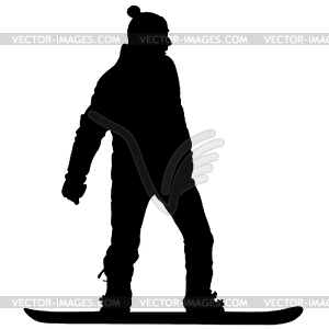 Черные силуэты сноубордистов. Illu - клипарт Royalty-Free