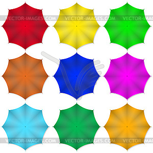 Multi colored beach umbrellas.  - vector image