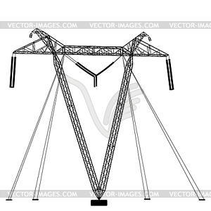 Силуэт высоковольтных линий электропередачи. - иллюстрация в векторном формате