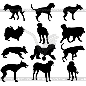 Set silhouette black dog. - vector clipart
