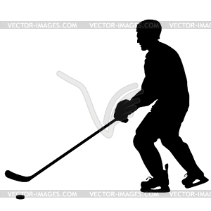 Silhouette of hockey player. . illustra - white & black vector clipart