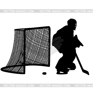 Силуэт хоккеиста. , Illustra - изображение векторного клипарта
