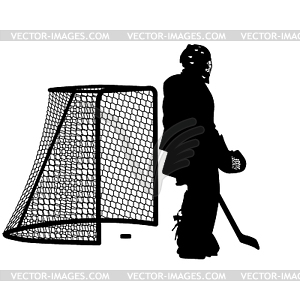 Silhouette of hockey player. . illustra - vector clip art