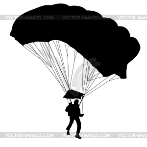 Skydiver, silhouettes parachuting - vector image