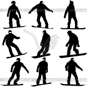 Black silhouettes set snowboarders. i - vector clip art