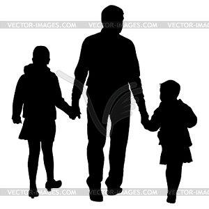 Черные силуэты семьи. Illustratio - изображение в векторе