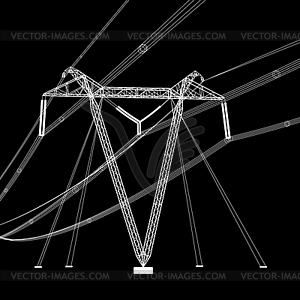 Silhouette of high voltage power lines.  - vector image