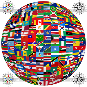 Set Flags of world sovereign states - vector clipart / vector image