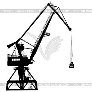 Working crane in sea port for cargo industry design - vector clipart / vector image