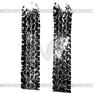 Grunge background with black tire track - vector image