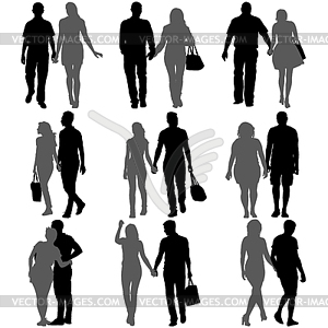 Couples man and woman silhouettes - vector image