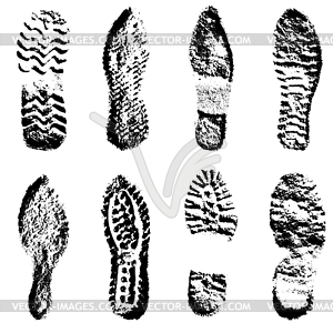 Collection imprint soles shoes black silhouette - vector clip art