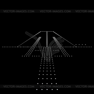 Luminous night landing lights Airport.  - vector image