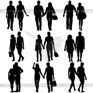 Couples man and woman silhouettes - vector clipart / vector image