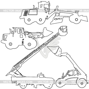 Set of silhouettes of construction machinery - vector clip art