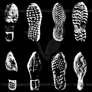 Collection imprint soles shoes black silhouette - vector clip art