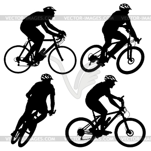 Set silhouette of cyclist male and female. - vector clip art