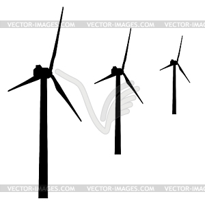 Windmills for electric power production - stock vector clipart