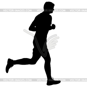 Silhouettes Runners on sprint, men.  - vector image