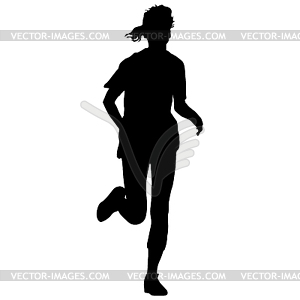 Silhouettes Runners on sprint, women.  - vector clipart