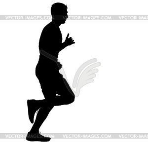 Silhouettes Runners on sprint, men. - vector image