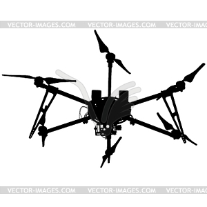 Black silhouette drone quadrocopter,  - vector clip art