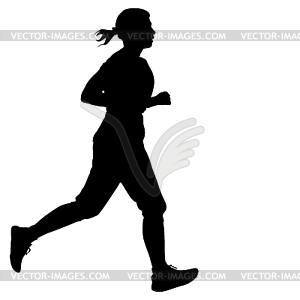 Silhouettes Runners on sprint, women. - vector image
