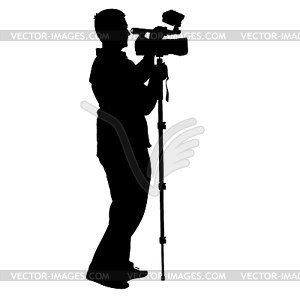 Cameraman with video camera. Silhouettes - vector EPS clipart