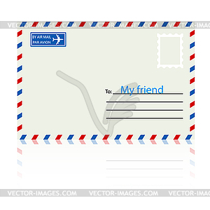 White envelope with stamp - color vector clipart