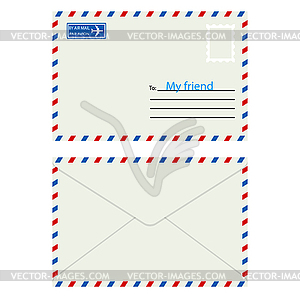 White envelope with stamp - vector image