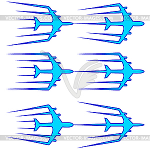 Flying airplane stylized . Airliner, jet - vector clipart