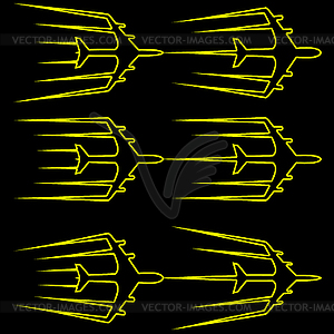 Flying airplane stylized . Airliner, jet - vector image