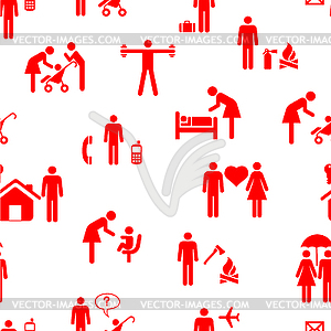 Icons - People, seamless wallpaper - vector clipart