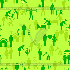 Icons - People, seamless wallpaper - vector image