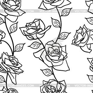 Beautiful seamless wallpaper with rose flowers - vector clipart